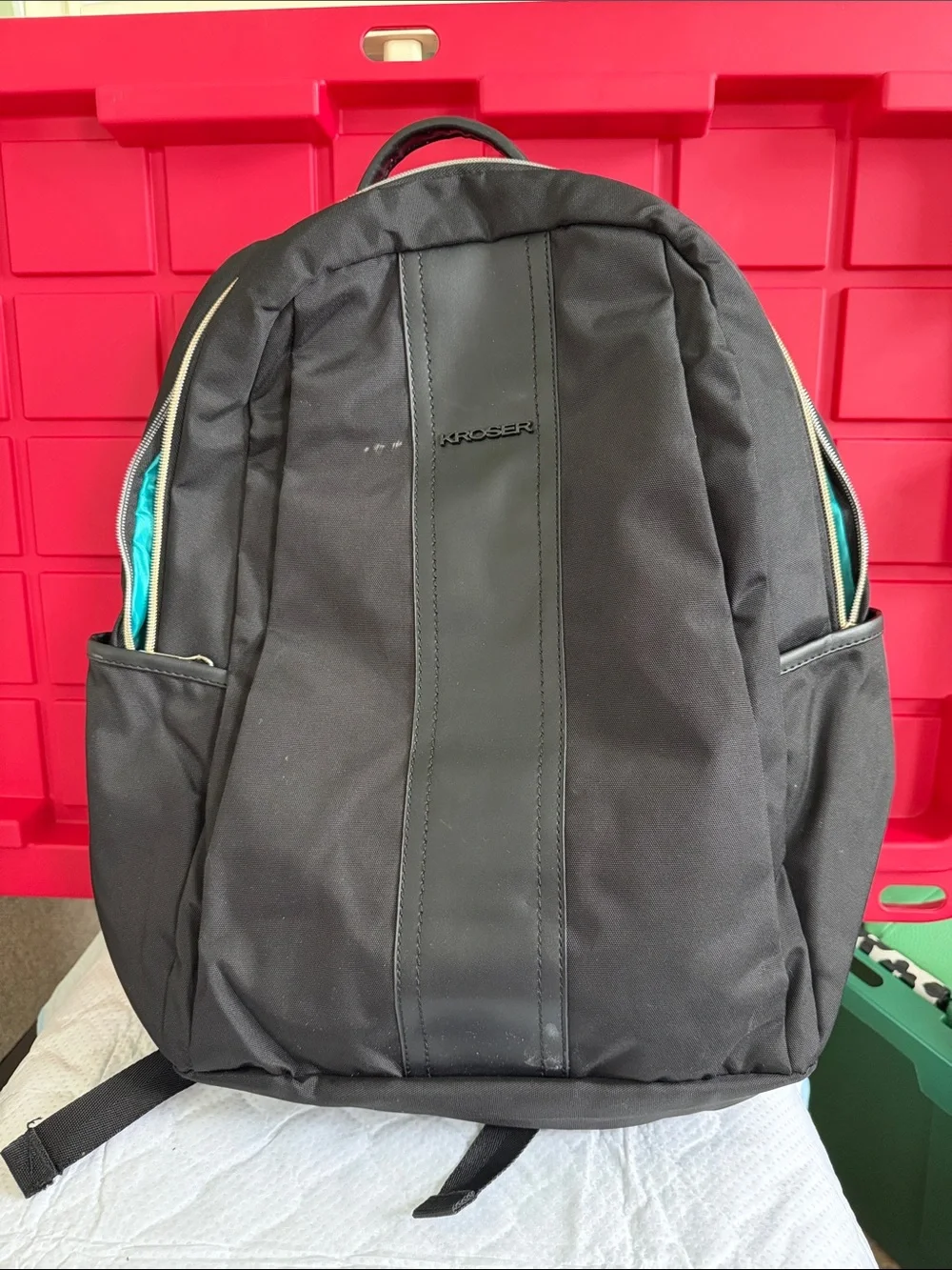 KROSER Black Laptop Backpack with Teal Interior